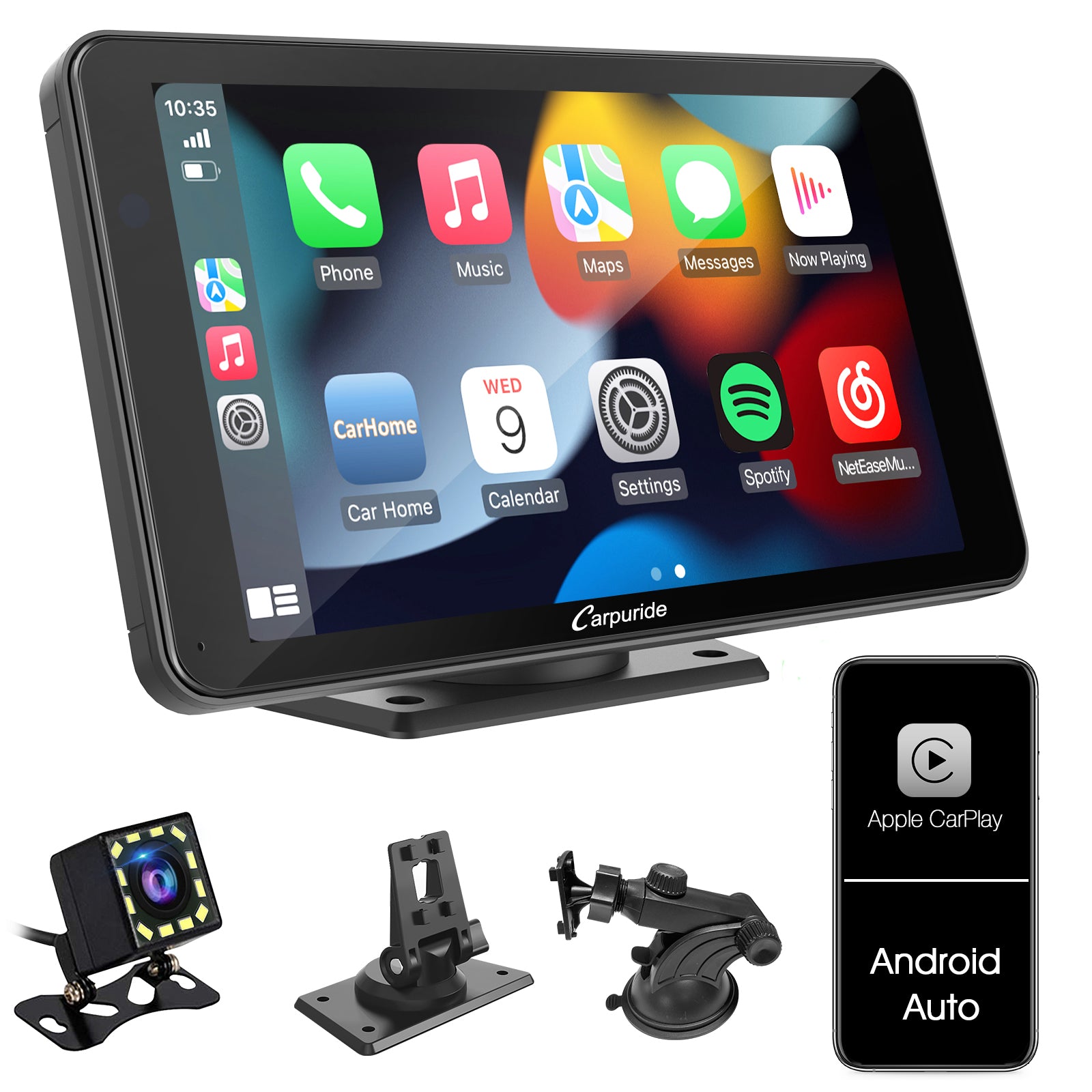 Carpuride W502 - Pantalla portátil inalámbrica para Apple Carplay y Android  Auto para motocicleta, navegación GPS de 5 pulgadas, Bluetooth doble