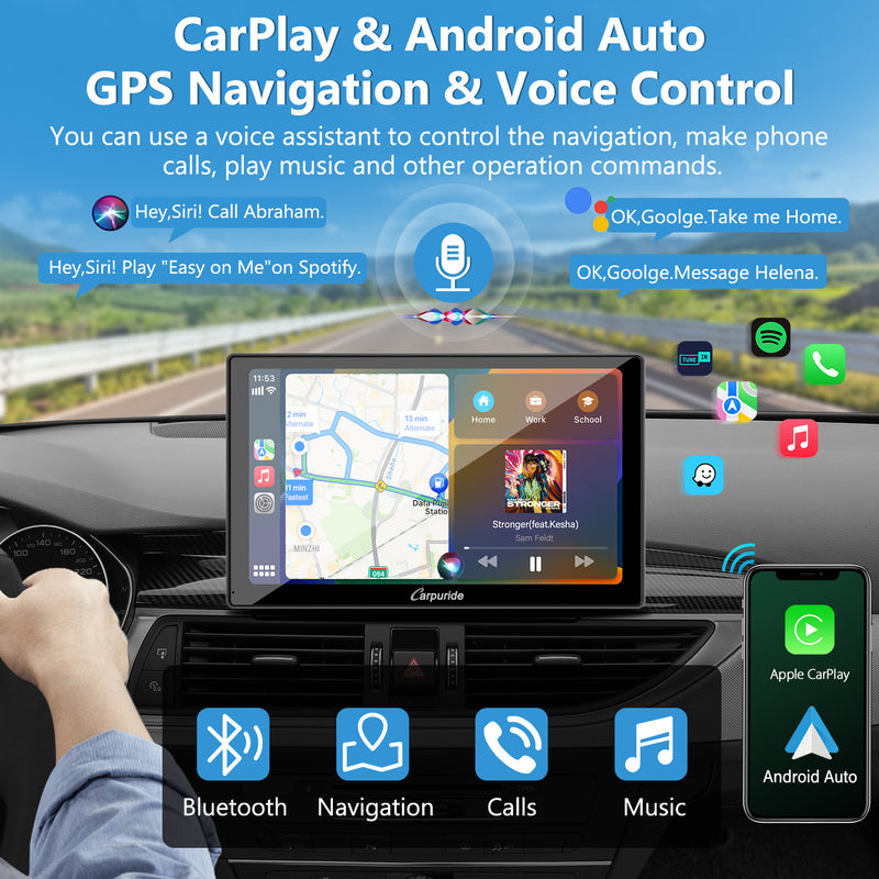 CARPURIDE W905 Portable Smart Multimedia Dashboard Console with Front Camera and DVR Function