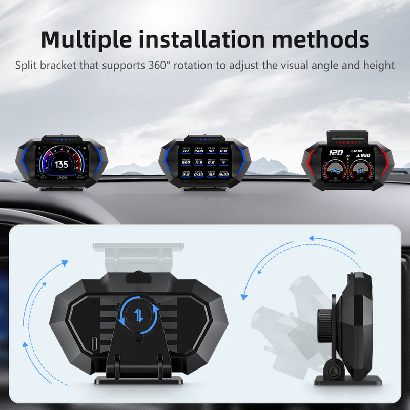 Carpuride P24 Newest Head-Up Display OBD2+GPS Smart Car HUD Gauge Digital Odometer