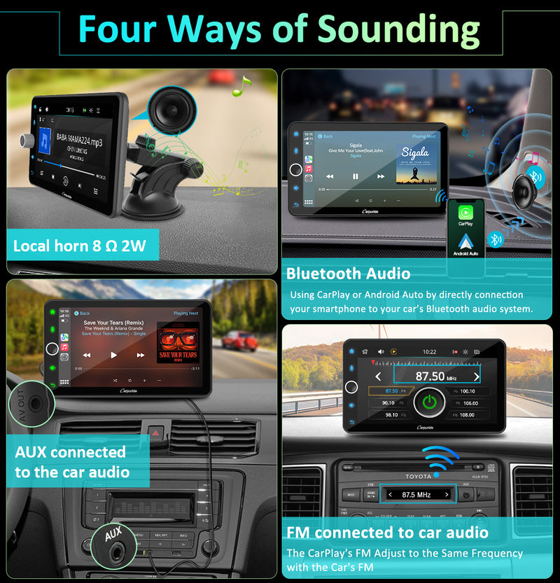 CARPURIDE W706 Multifunctional Portable Navigation, Car Stereo with Carplay and Android Auto, 7" IPS Touch Screen, Google, and Siri Assistant