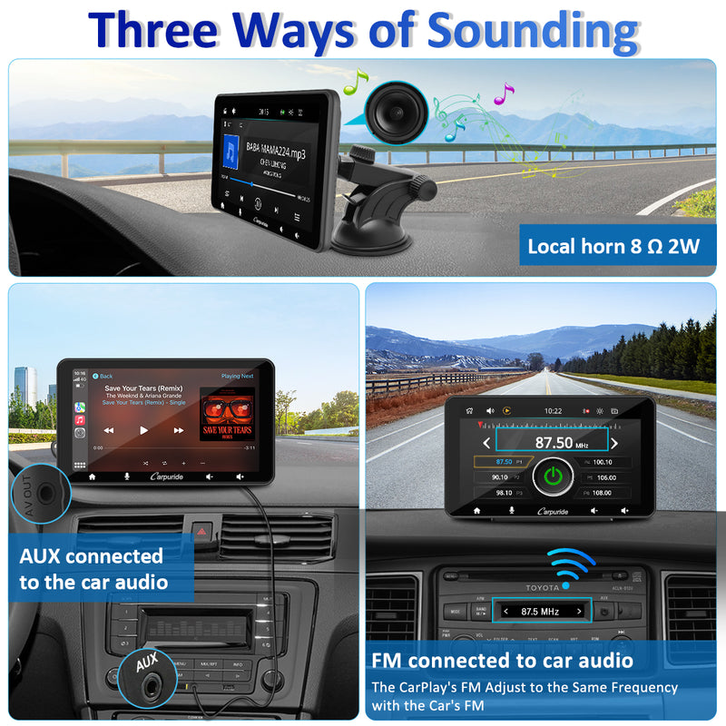 CARPURIDE W708 Wireless Portable Car Stereo with Steering Wheel Control