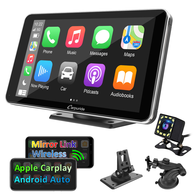 Car Stereo with Wireless Apple CarPlay&Android Auto,Plug and Play Quick Install, Suitable for All Cars, 7 Inch IPS Touch Screen, Multimedia Player with Bluetooth, Mirror Link, Backup Camera,Silver Frame
