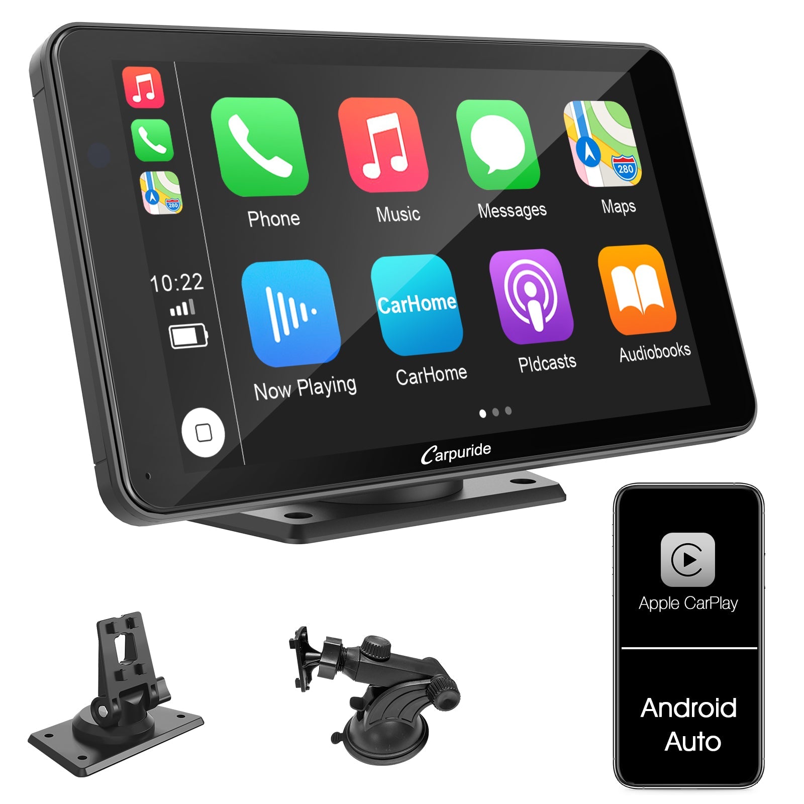 Carpuride Portable Wired CarPlay - Apple CarPlay/Android Auto /7 
