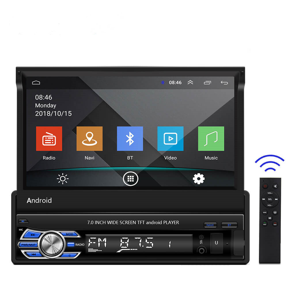 Universal 1 DIN Android 10 Car Radio Autoradio 7' Retractable