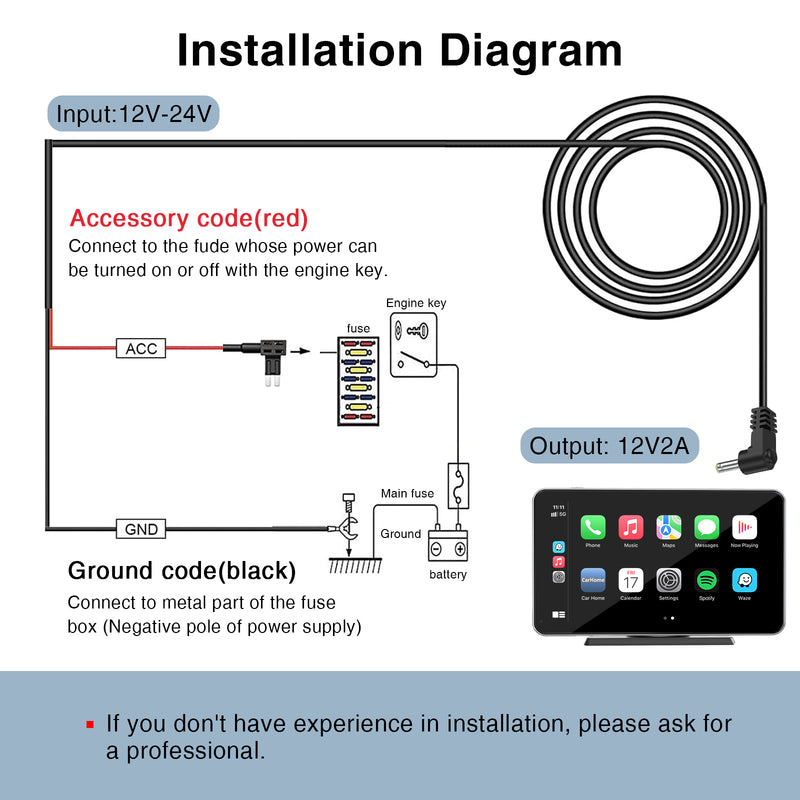 CARPURIDE DC 12V - 24V to 5V/2.5A Max Car Charger Cable kit