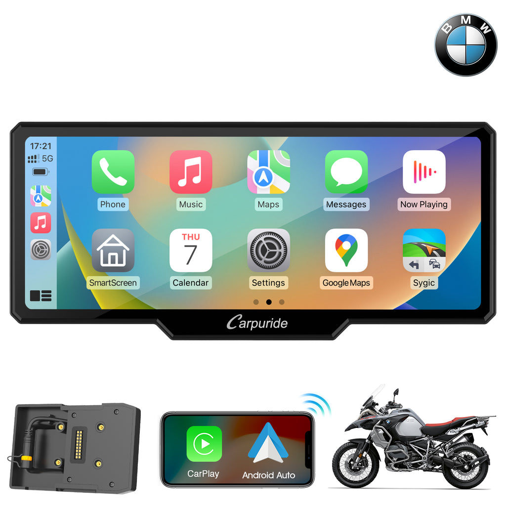Carpuride W619B Wireless Portable Motorcycle Stereo with BMW Motorcycl