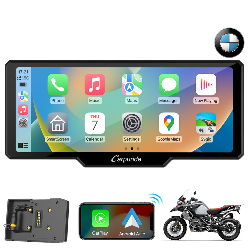 Carpuride W619B Wireless Portable Motorcycle Stereo with BMW Motorcycles Bracket