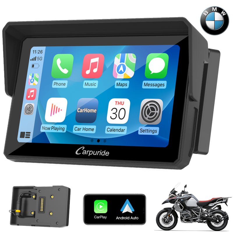 Carpuride W502B, BMW motorcycle gps supports both apple carplay & android auto
