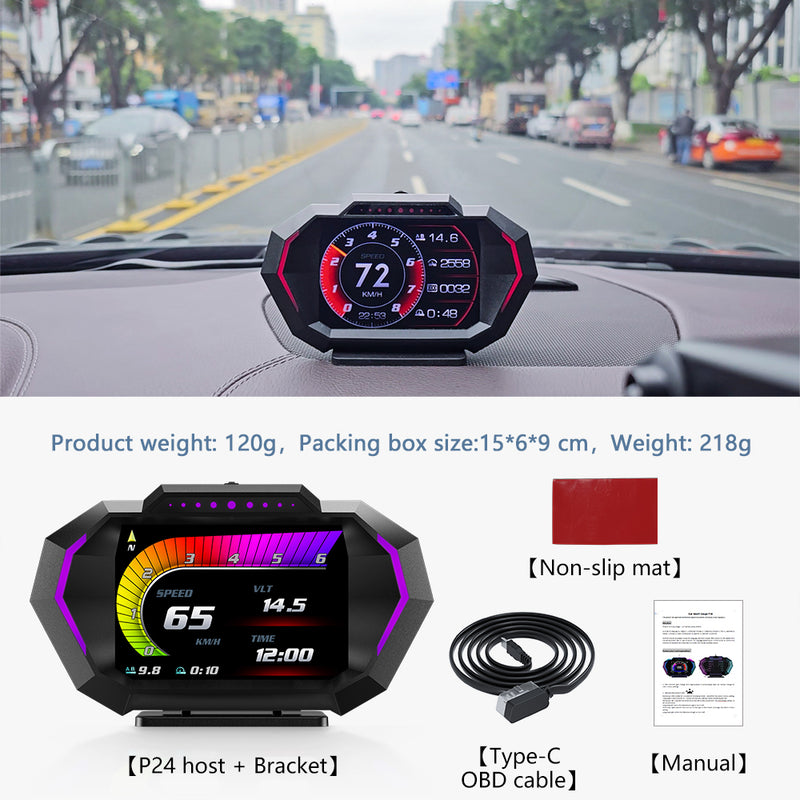 Carpuride P24 Newest Head-Up Display OBD2+GPS Smart Car HUD Gauge Digital Odometer