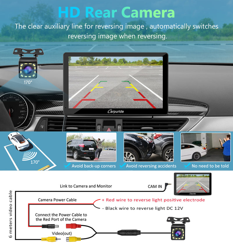 CARPURIDE C73 Portable Smart Multimedia Dashboard Console With Backup Camera