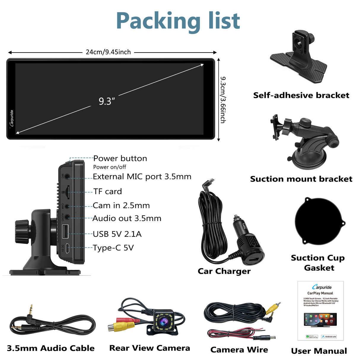 Screen for Car Stereo with BLuetooth & Backup Camera