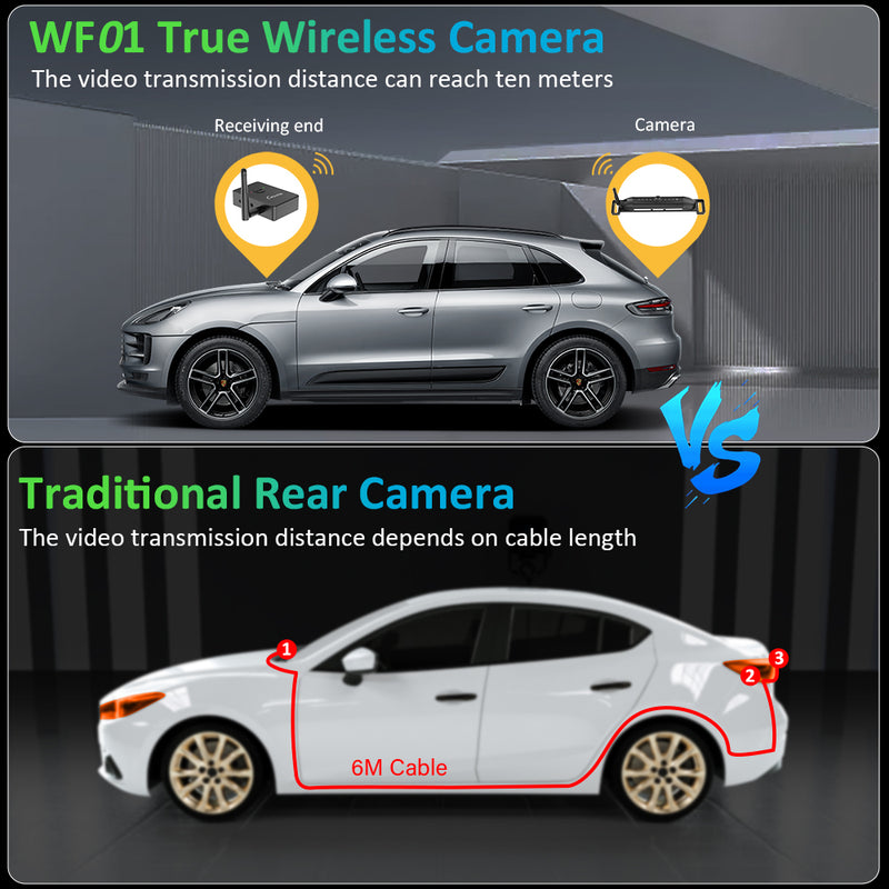 CARPURIDE W901 Portable Smart Multimedia Dashboard Console With WF01 Wireless Rear Camera