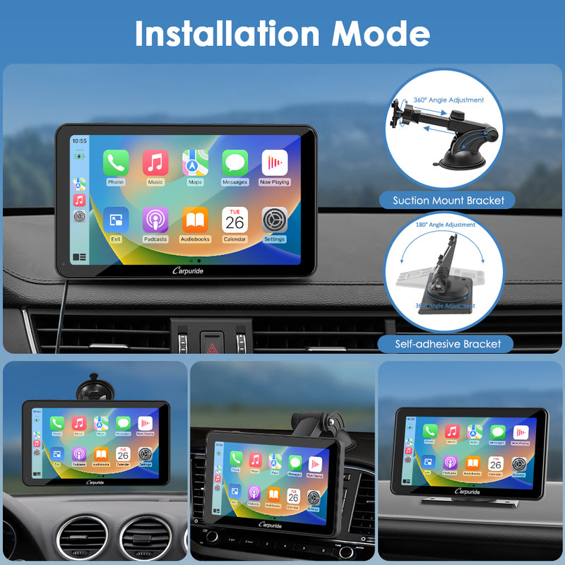 CARPURIDE W701 Plus Portable Dual Bluetooth Wireless Car Stereo,  Support Install Apps