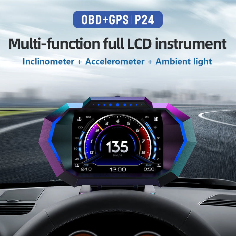 Carpuride P24 Newest Head-Up Display OBD2+GPS Smart Car HUD Gauge Digi