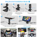 ring bracket installation mode 1(with extension rod), suitable for different motorcycle handlebars