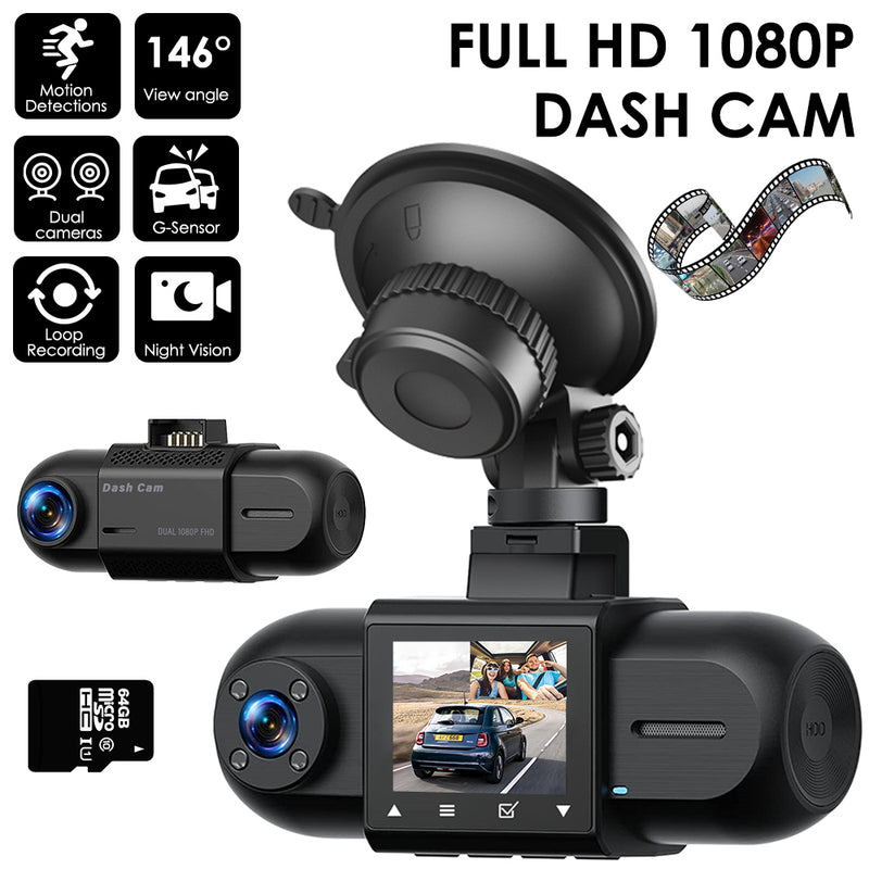 CARPURIDE M8, 1.5 Inch Led Screen, FHD 1080P Dual Lens Dash Camera