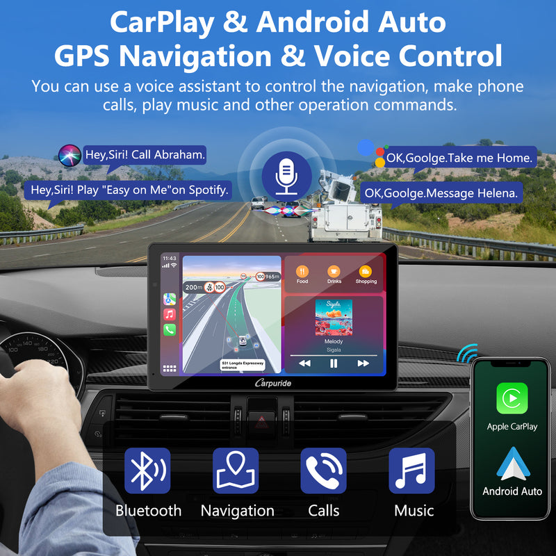 CARPURIDE W703 Portable Smart Multimedia Dashboard Console with Front Camera and DVR Function