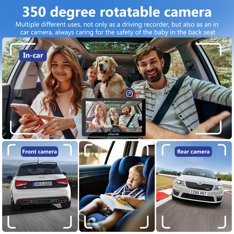 CARPURIDE W703 Portable Smart Multimedia Car Stereo with Dual Cameras and DVR Function