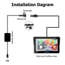 Carpuride usb voltage boost cable connection with motorcycle carplay screen