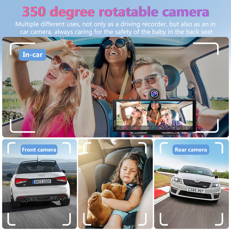 CARPURIDE W903 Portable Smart Multimedia Dashboard Console with Dual Cameras