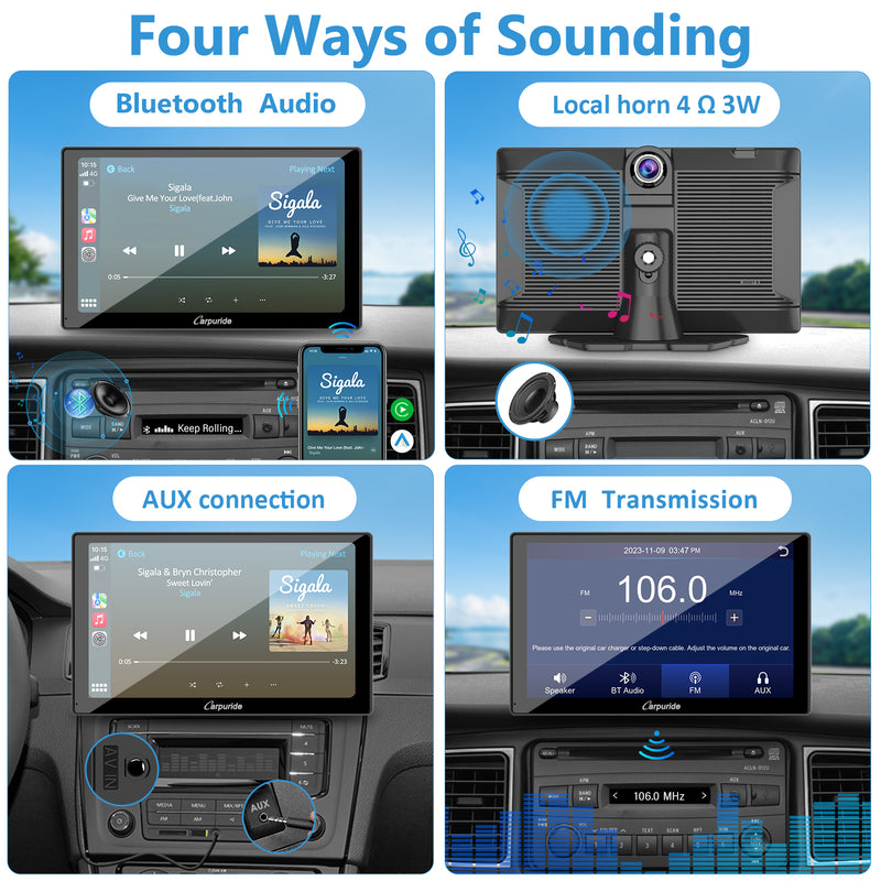 CARPURIDE W905 Portable Smart Multimedia Dashboard Console with Front Camera and DVR Function