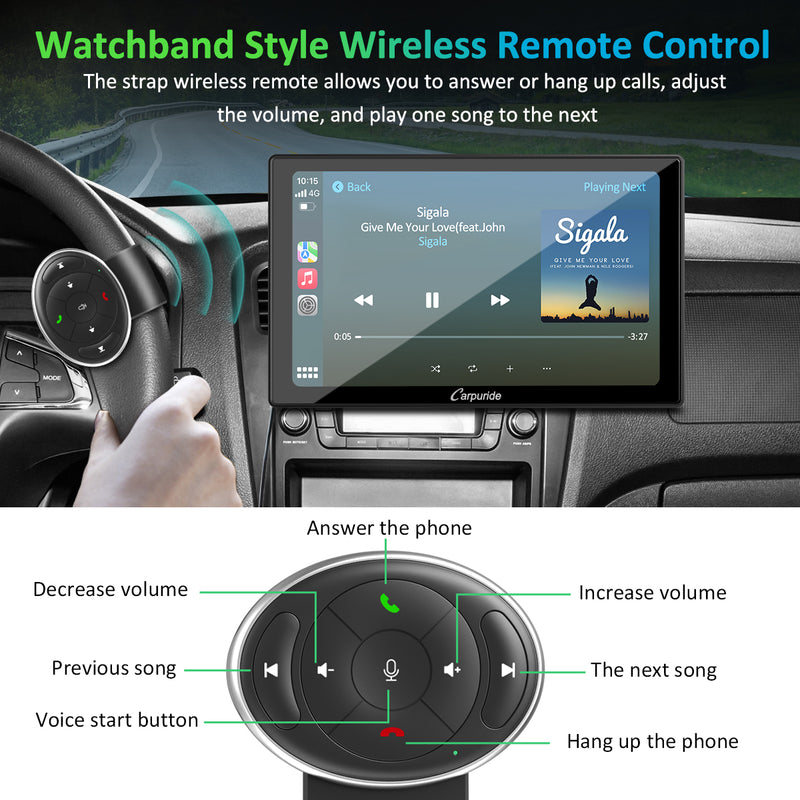 CARPURIDE W901 Wireless Portable Car Stereo with Steering Wheel Control