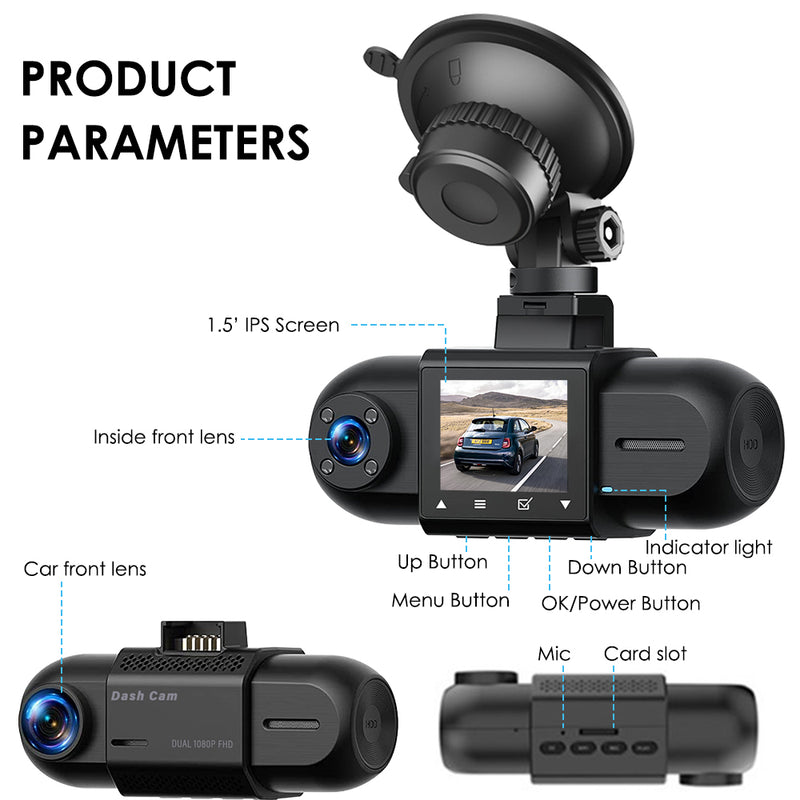 M8 Dual Lens Dash Cam Car Camera HD 1080P WIFI Video Recorder