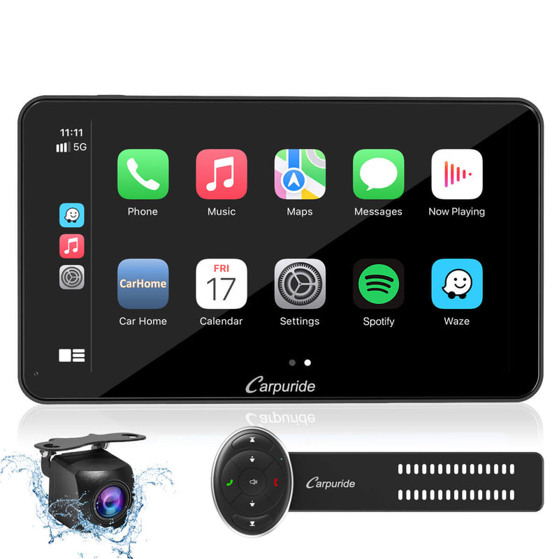 CARPURIDE W701 Car Stereo with Wireless Apple CarPlay&Android Auto, 7" IPS Touch Screen, Multimedia Bluetooth Navigation Dashboard Console with Mirror Link, Google, and Siri Assistant