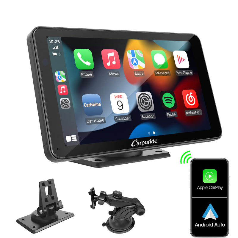 CARPURIDE W701 Car Stereo with Wireless Apple CarPlay&Android Auto, 7" IPS Touch Screen, Multimedia Bluetooth Navigation Dashboard Console with Mirror Link, Google, and Siri Assistant