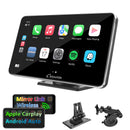 Car Stereo with Wireless Apple CarPlay&Android Auto, 7" IPS Touch Screen,Silver Frame,Multimedia Bluetooth Navigation Dashboard Console with Mirror Link, Google, and Siri Assistant
