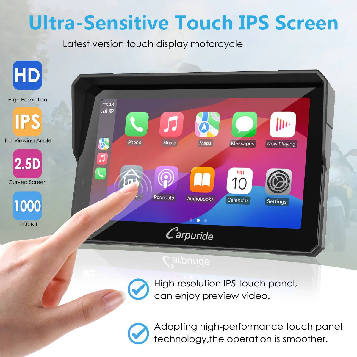 Motorcycle Sos Carpuride W502/W702 Pro Motorcycle CarPlay Stereo - TPMS Optional, SOS ...