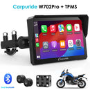 Carpuride W502Pro/ W702 Pro with TPMS Option | Wireless Portable Motorcycle Stereo Featuring Dual Bluetooth, Intercom, Compass & Barometer