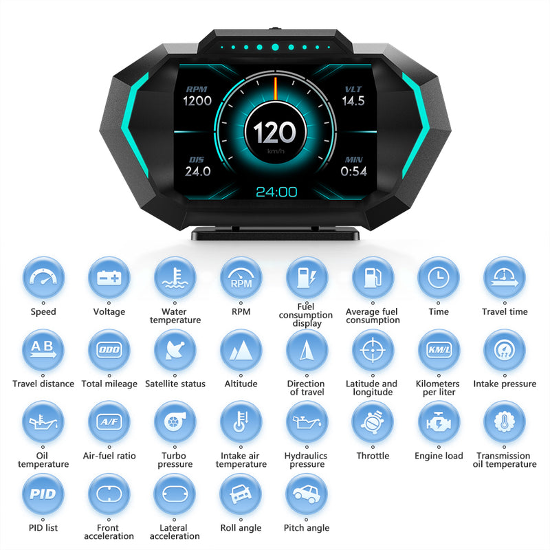Carpuride P24 Newest Head-Up Display OBD2+GPS Smart Car HUD Gauge Digi