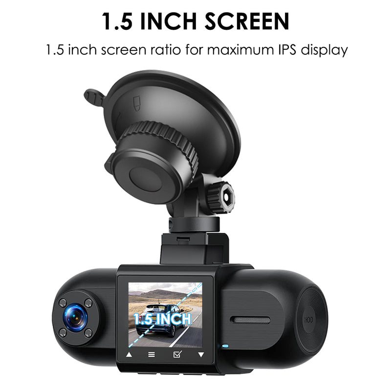 CARPURIDE M8, 1.5 Inch Led Screen, FHD 1080P Dual Lens Dash Camera