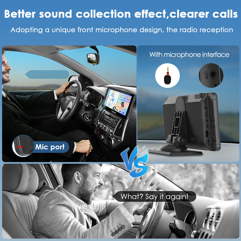 CARPURIDE W701 Plus Portable Dual Bluetooth Wireless Car Stereo with Backup Camera, Support Install Apps