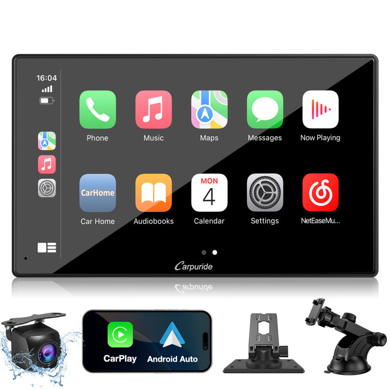 CARPURIDE W901 Portable Car Stereo, support Google and Siri Assistant, 9 Inch IPS Touch screen, Car Radio Receiver with Carplay/ Android Auto/GPS /Mirror link/Bluetooth/FM/Light-sensing/EQ effect