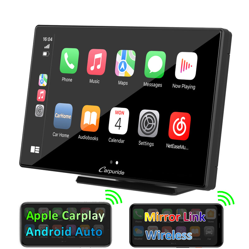 CARPURIDE W901 Portable Car Stereo, support Google and Siri Assistant, 9 Inch IPS Touch screen, Car Radio Receiver with Carplay/ Android Auto/GPS /Mirror link/Bluetooth/FM/Light-sensing/EQ effect