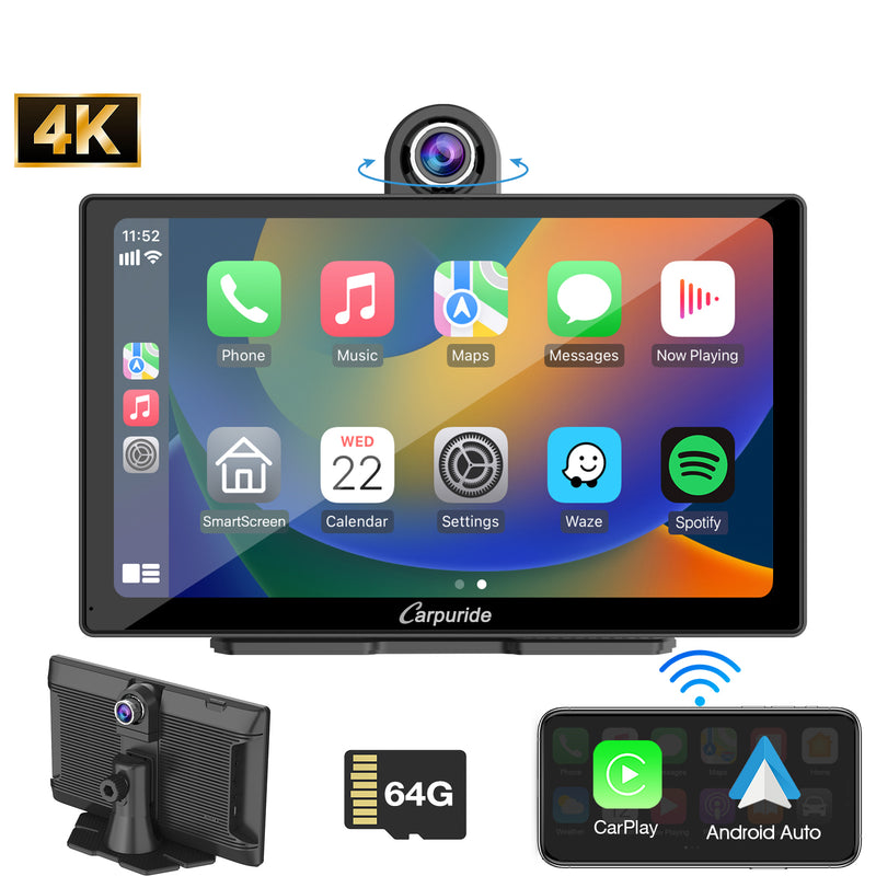 best gps units for cars with 350 degree rotatable front camera support carplay & android auto