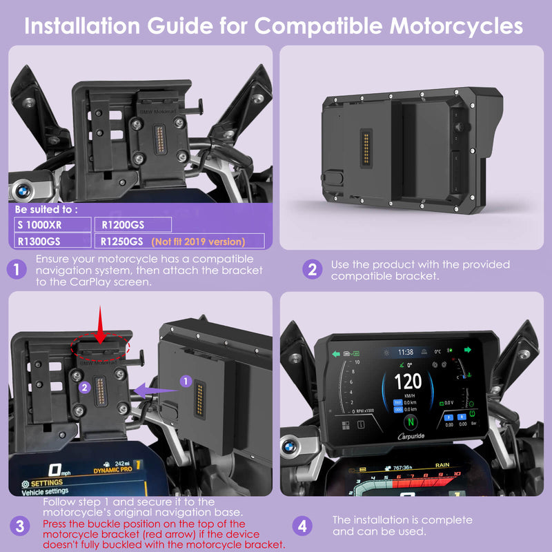 Pre-Order: Carpuride W602BS 6" Motorcycle Stereo-Designed for BMW Motorcycle Compatibility with Wonder Wheel Control