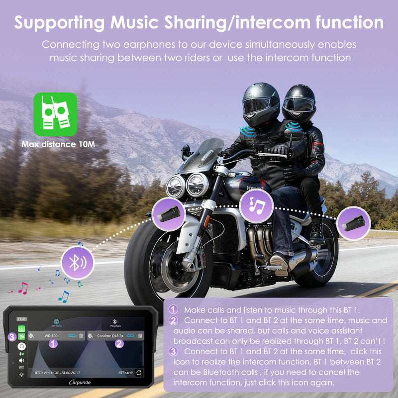 Pre-Order: Carpuride W602BS 6" Motorcycle Stereo-Designed for BMW Motorcycle Compatibility with Wonder Wheel Control