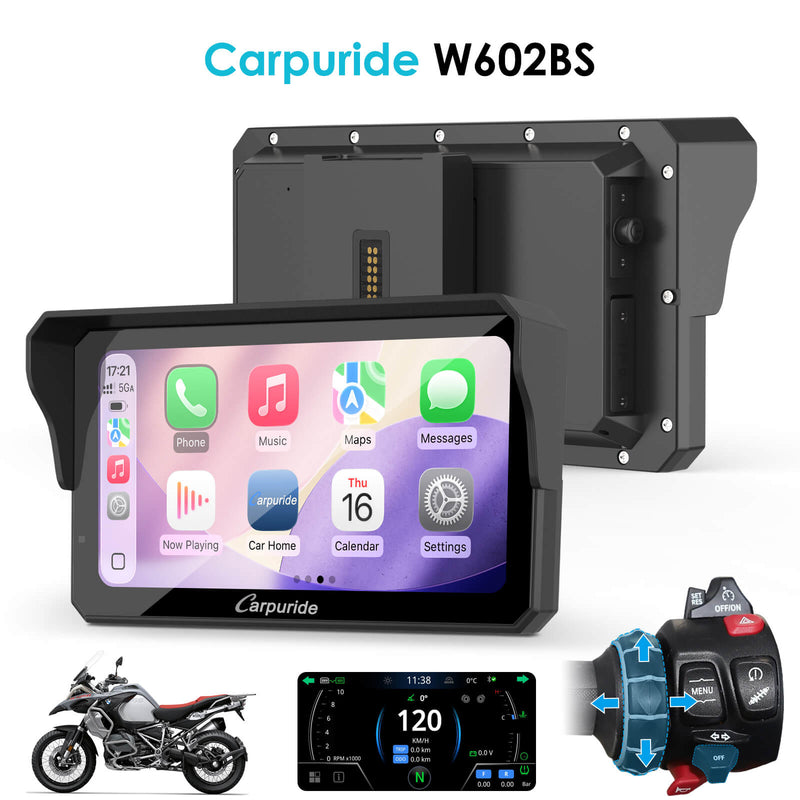 Pre-Order: Carpuride W602BS 6" Motorcycle Stereo-Designed for BMW Motorcycle Compatibility with Wonder Wheel Control