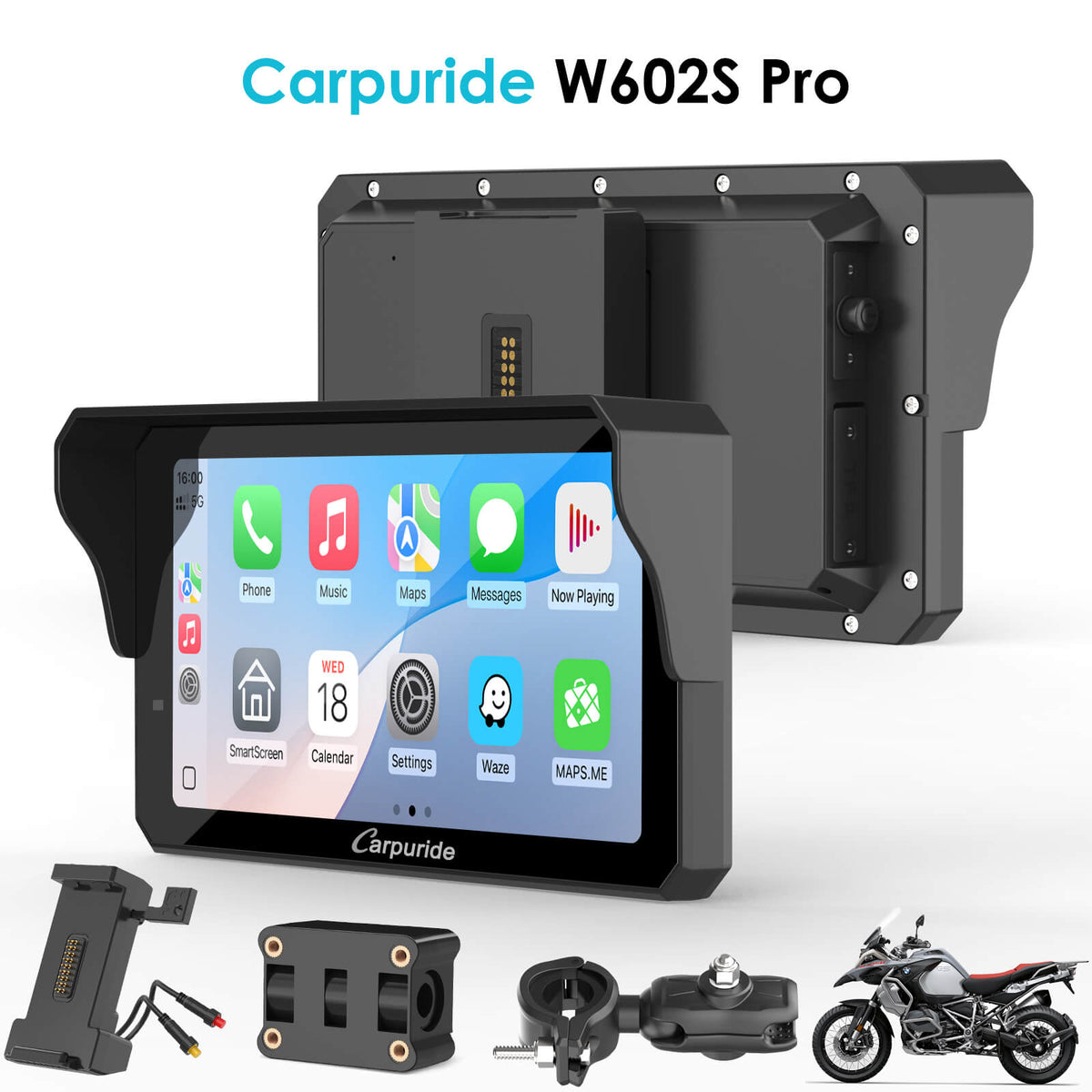 W602S Pro 6-Inch Motorcycle CarPlay | Plug-and-Play BM05 Bracket