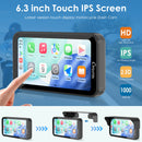Carpuride W603DS with Optional TPMS | 6-Inch Motorcycle CarPlay | Plug-and-Play BM05 Bracket | Dual Cameras