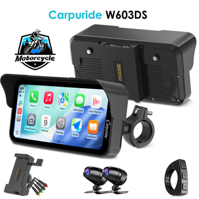 Carpuride W603DS with Optional TPMS | 6-Inch Motorcycle CarPlay | Plug