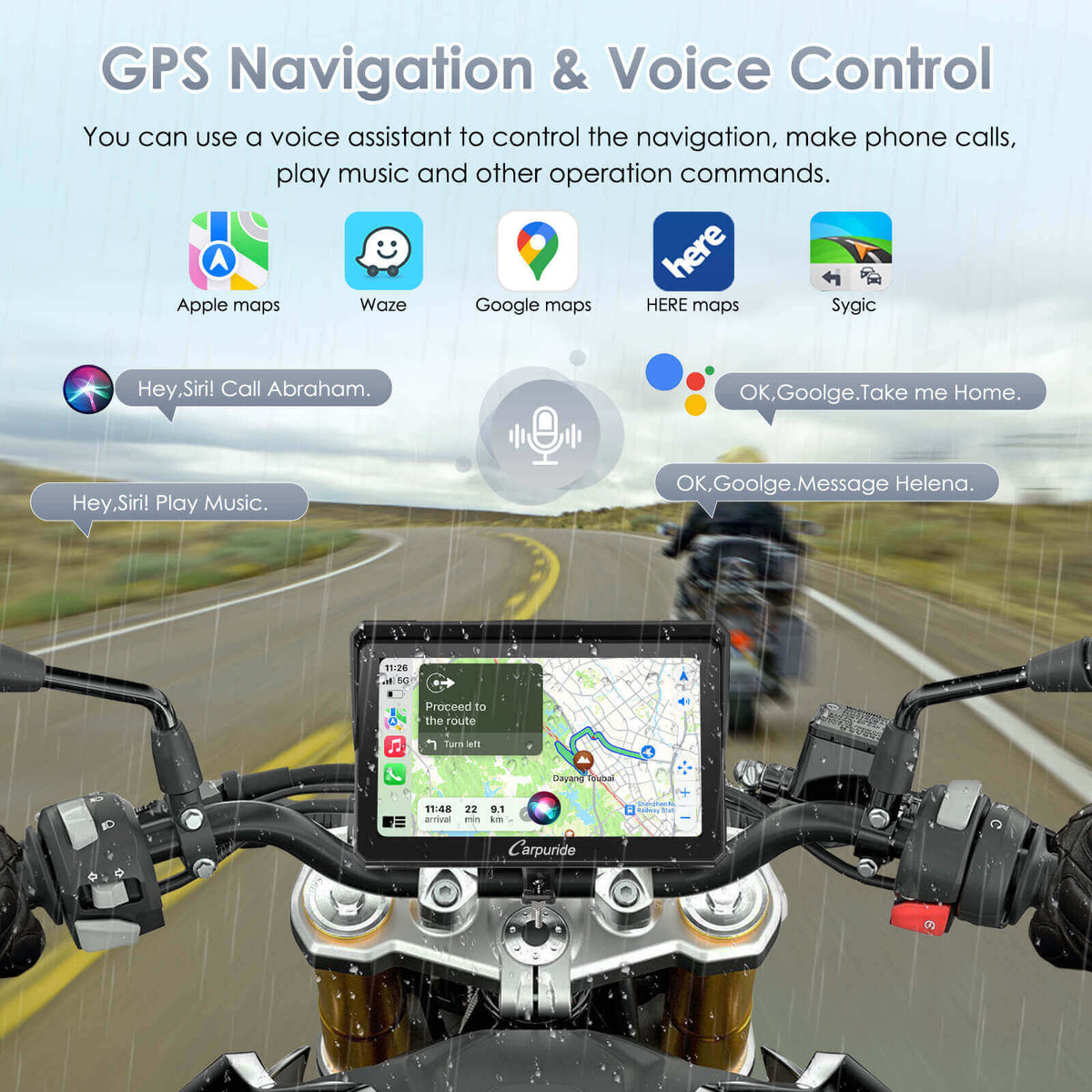 Motorcycle CarPlay System with Radar BSD, TPMS & SOS | 702RS Pro