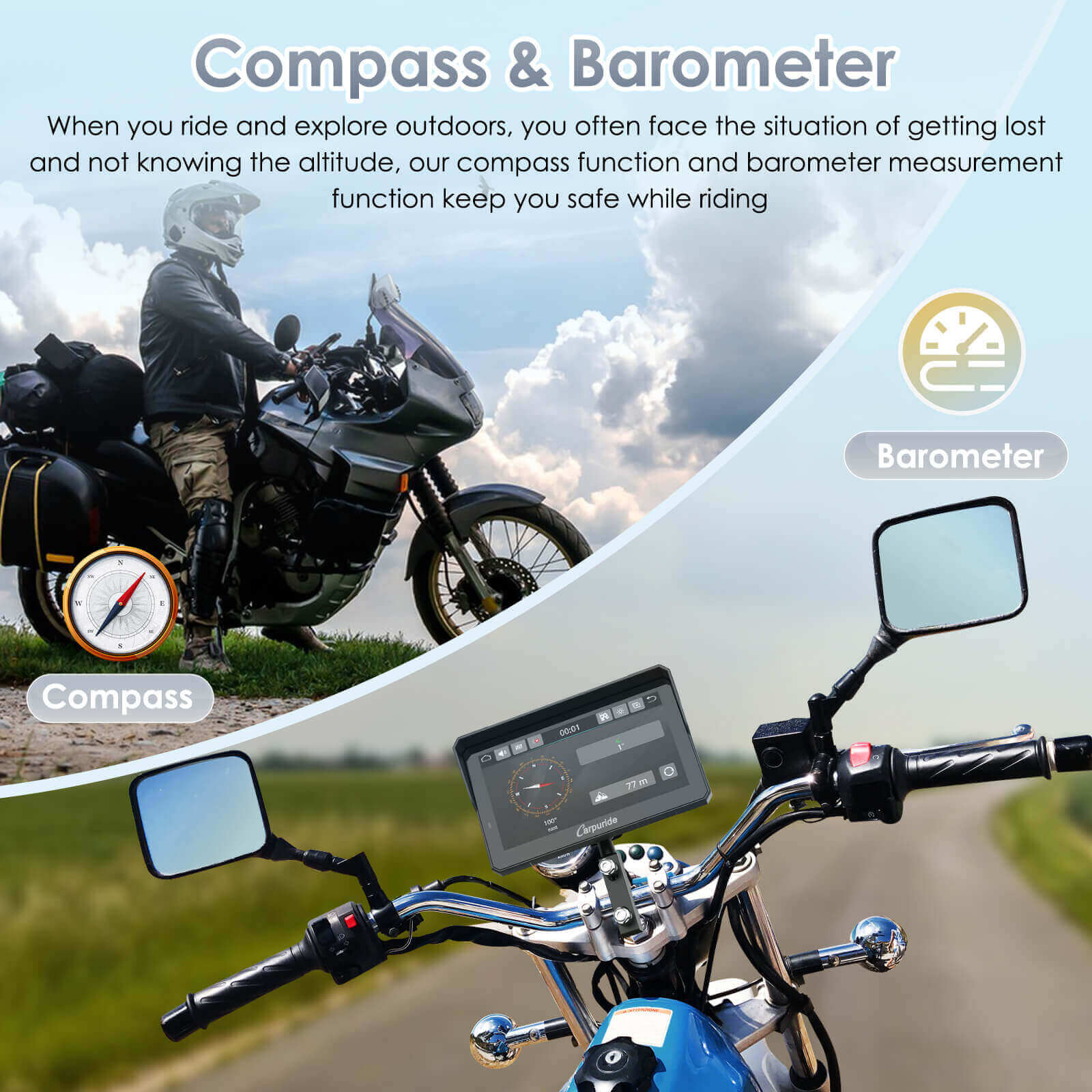 Motorcycle CarPlay System with Radar BSD, TPMS & SOS | 702RS Pro ...