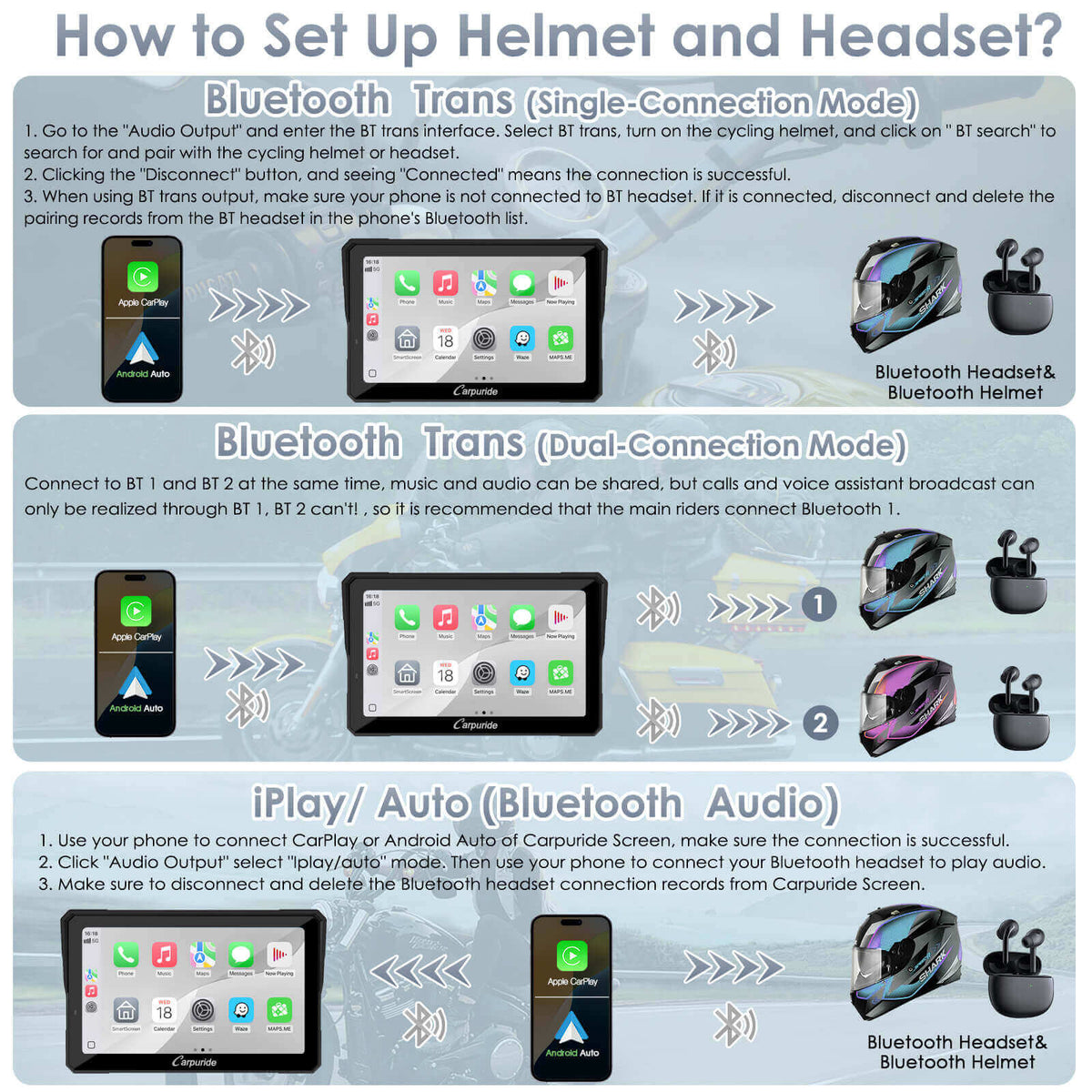 Motorcycle CarPlay with Radar BSD | 702RS Pro Plug-and-Play