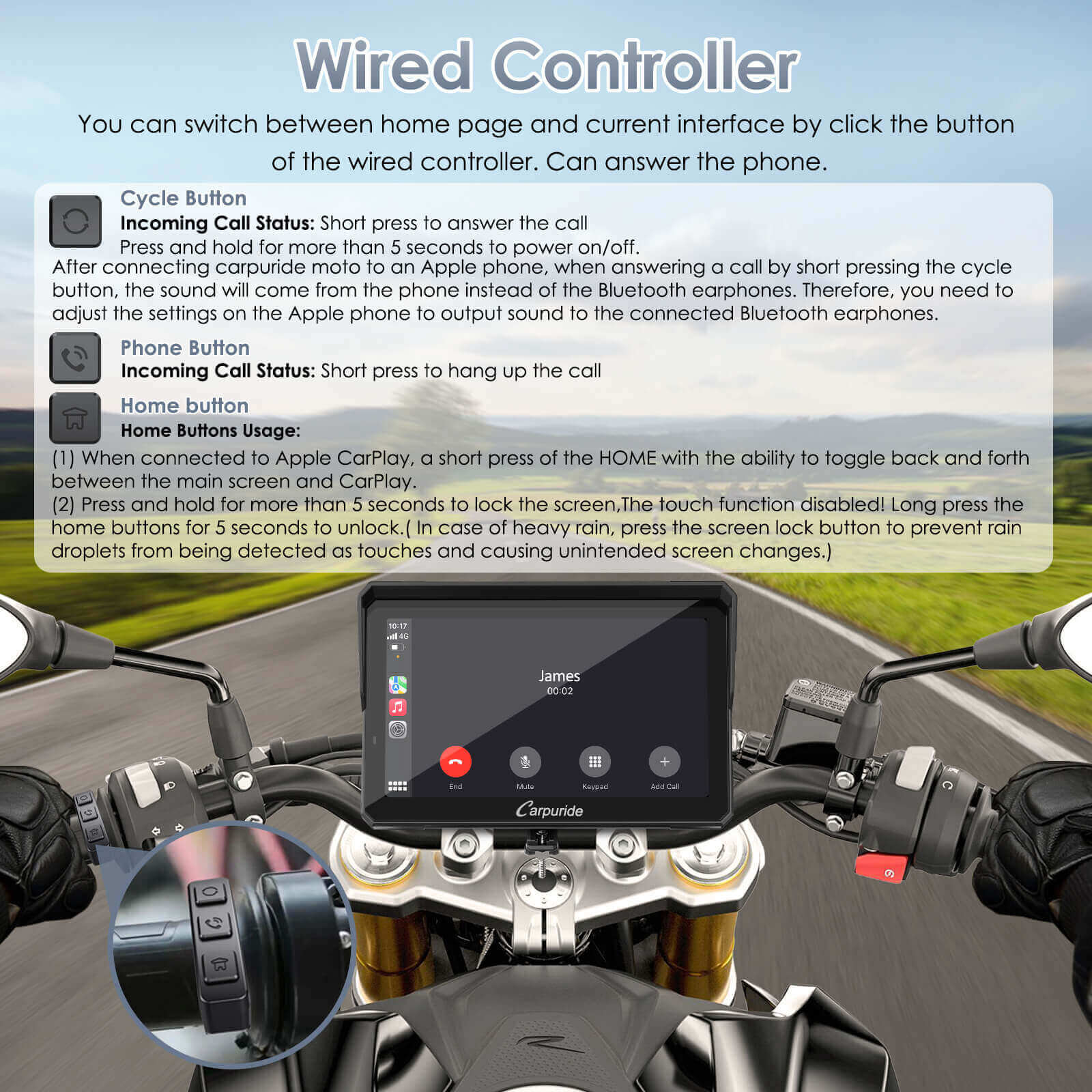 Motorcycle CarPlay System with Radar BSD, TPMS & SOS | 702RS Pro ...