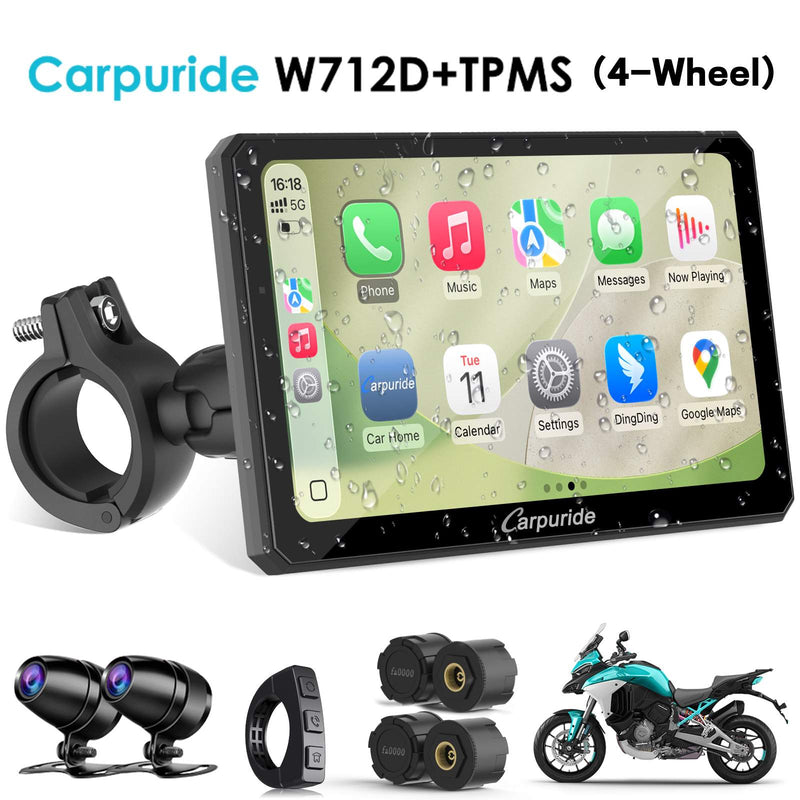 W712D with TPMS Option - Rotatable Motorcycle Stereo GPS & Dash
