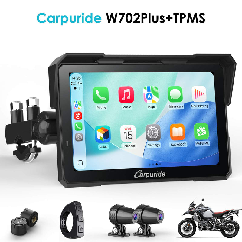 W702 Plus Motorcycle Stereo - Install Apps, Built-in GPS, Dual